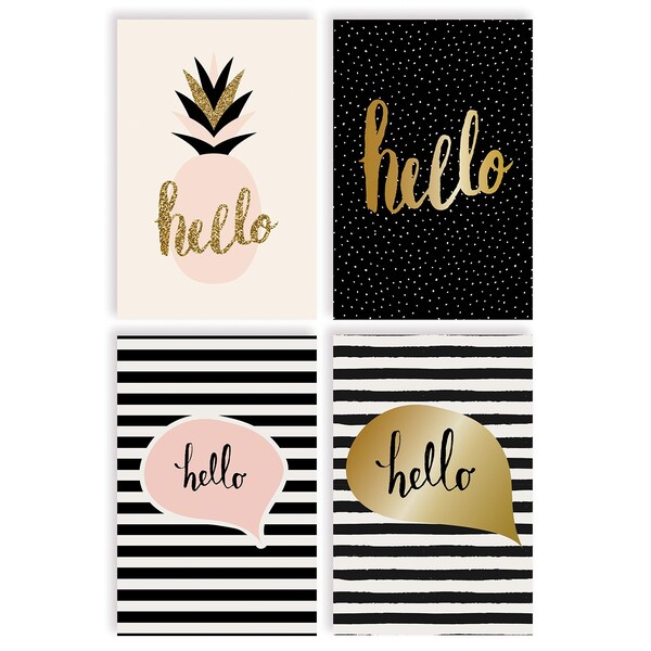 Better Office Products Hello All Occasion Cards & Envs, 4in. x 6in. 4 Elegant Cover Designs, Blank Inside, 100PK 64561 - main